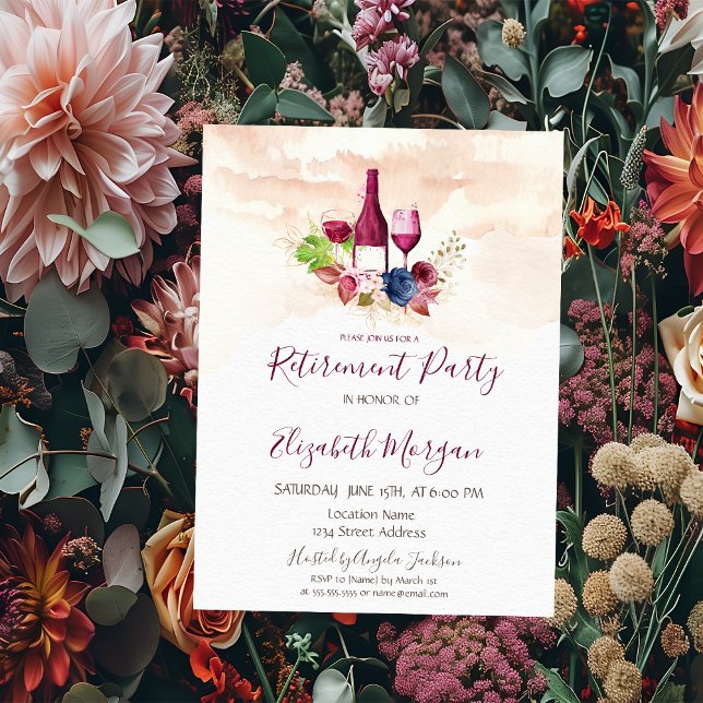 Burgund Blume Weinverkostung Weinkultur und Erde Save The Date (Von Creator hochgeladen)