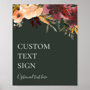Burgund-Blumen Grüne Karten und Geschenke Custom Poster