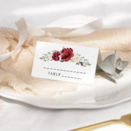 Burgund Blumen Wasserfarbene Hochzeitsfeiern Platz Platzkarte