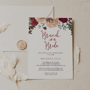 Burgund Blumenbrunch mit Brautdusche Einladung