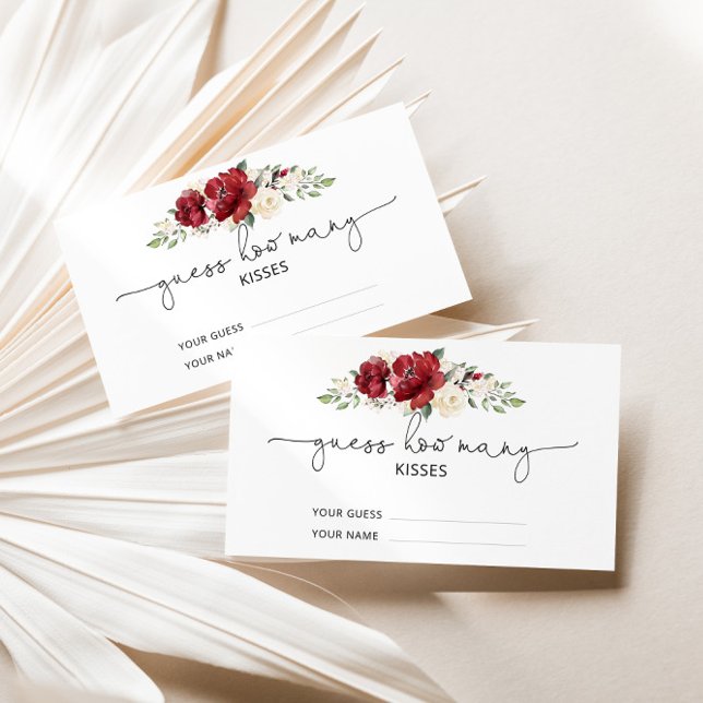 Burgund Blumenräte wie viele Küsse Bridgame Begleitkarte (Von Creator hochgeladen)