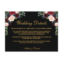 Burgund Blumenzwiebeldetails Beipackkarte schwarz