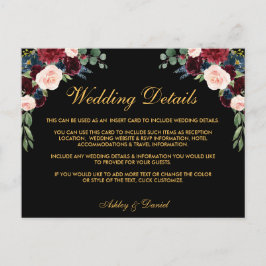 Burgund Blumenzwiebeldetails Beipackkarte schwarz Postkarte