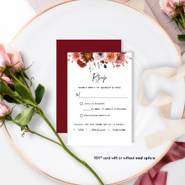 Burgund Blush Bloral mit/ohne Mahlzeit RSVP Card