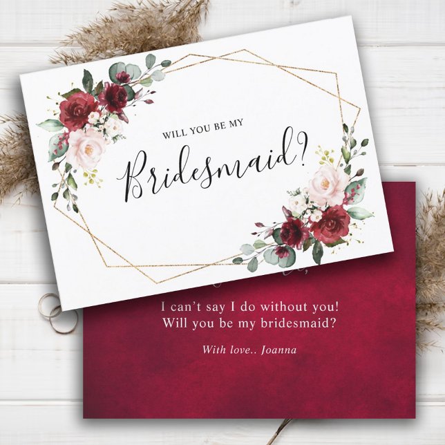 Burgund Blush Bloral werden Sie meine Bridesmaid Einladung (Von Creator hochgeladen)