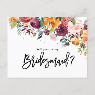 Burgund Blush Bloral werden Sie meine Bridesmaid Einladungspostkarte