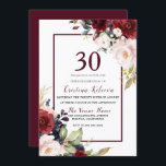 Burgund Blush Floral Frauen Männer 30. Geburtstag Einladung<br><div class="desc">Burgundy Blush Floral Frauen Männer 30. Geburtstag Einladung Siehe Matching Sammlung in Nest und Nest Laden</div>
