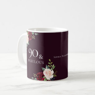 Burgund Blush Frauen 90. Geburtstagsparty Geschenk Kaffeetasse