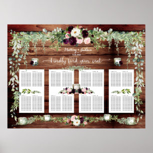 Burgund Blush Greenery Garland 160 Gästebetten Poster