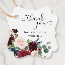 Burgund Blush Navy Bloral Blossom Brautparty Geschenkanhänger