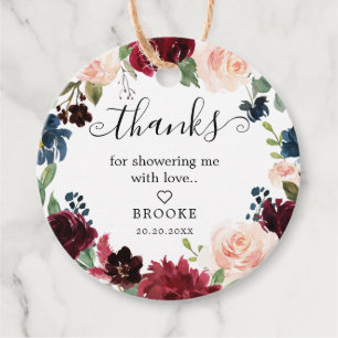 Burgund Blush Navy Bloral Blossom Brautparty Geschenkanhänger