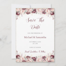 Burgund Blush Peony und Rose Hochzeit Save The Date
