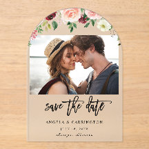 Burgund & Blush Pink 4 Foto Save the Date