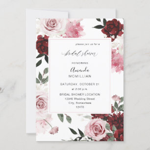 Burgund & Blush Pink 6 Brautparty Einladung