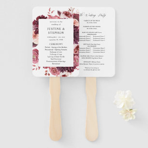 Burgund & Blush Pink 8B Hochzeitsprogramm Handfan Fächer