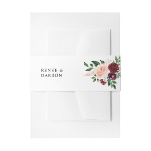 Burgund & Blush Pink Blush Blues Floral 4D Einladungsbanderole
