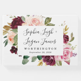 Burgund Blush Pink Peach Gold Floral Boho Hochzeit Gästebuch