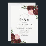 Burgund Blush Rose 60. Geburtstagsparty Einladung<br><div class="desc">Burgundy Blush Rose 60. Geburtstagsparty Einladung Siehe Matching Kollektion im Handel</div>