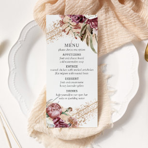 Burgund, Blush & Rose Goldenes Paradies für Boho Werbekarte
