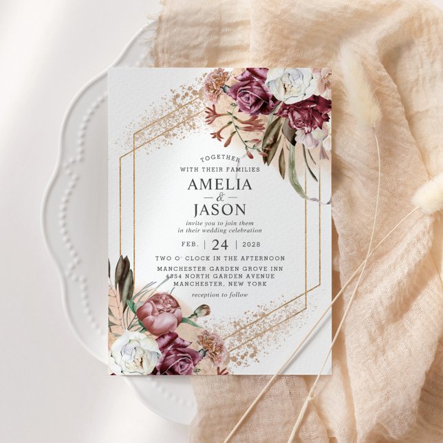 Burgund, Blush & Rose Rodelbahn mit Aussicht Einladung (Von Creator hochgeladen)