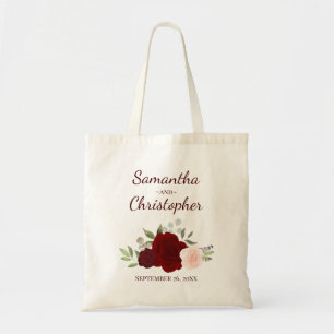 Burgund & Blush Rosen Paarnamen Hochzeit Tragetasche