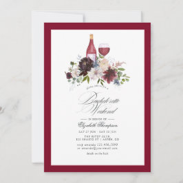 Burgund, Blush und Blauer Wein Bachelorette Wochen Einladung