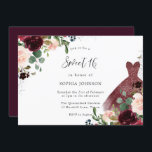 Burgund & Blush Wasserfarben Blumenkleid Sweet 16 Einladung<br><div class="desc">Burgundy & Blush Wasserfarben Blumenkleid Sweet 16 Einladung Mehr elegante Blumen Sweet 16 Designs in unserem Geschäft!</div>