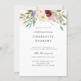 Burgund, Blüte, grüne Blume Brautparty Einladung