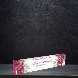 Burgund-Blütenflorchen Namensplakette