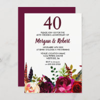 Burgund Boho Blume 40. Hochzeitstag