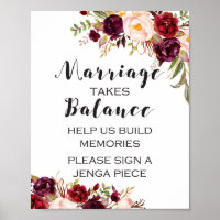 Burgund-Boho-Blumen-Schild - Ehe braucht Balance