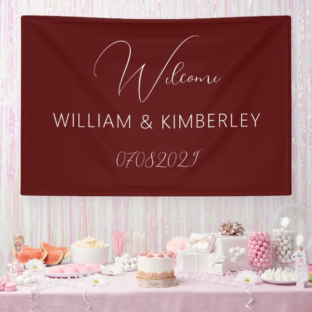 Burgund Boho Klassisch Rustikal Einfache Moderne H Banner (Party)