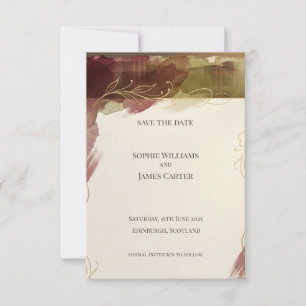 Burgund Botanical Save the Date   Herbst-Aquarell