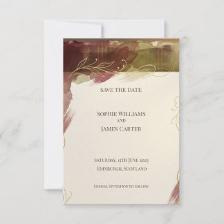 Burgund Botanical Save the Date | Herbst-Aquarell