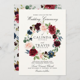 Burgund Bouquet| Blumenhochzeit Einladung