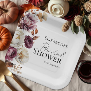 Burgund-Brautparty Pappteller