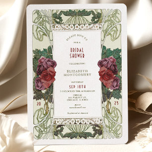 Burgund Bridal Dusche Einladung Jugendstil Rose