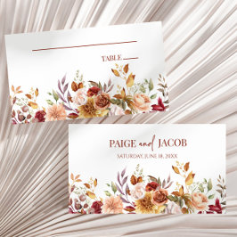 Burgund Burnt Orange Blume Hochzeit Platzkarte