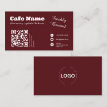 Burgund Café Geschäftskarten QR-Code-Design