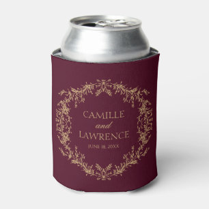 Burgund Champagne Toile Floral Rahmen Hochzeit Dosenkühler