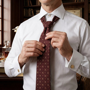 Burgund Champagner Mikro-Jacquard Winterhochzeit Krawatte