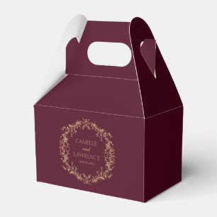 Burgund Champagner Toile Blumenrahmen Hochzeit Geschenkschachtel