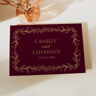Burgund Champagner Toile Floral Rahmen Hochzeit Gästebuch
