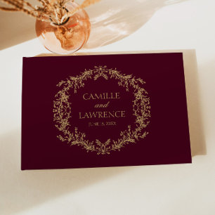Burgund Champagner Toile Floral Rahmen Hochzeit Gästebuch