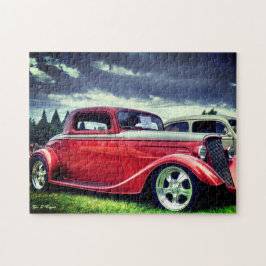 Burgund Classic Roadster Vintag Hotrod Car Puzzle