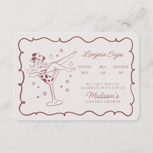 Burgund Cocktails Cowgirls Fingerabdrücke Größe ei Begleitkarte (Vorderseite)