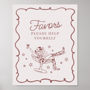 Burgund Cocktails und Cowgirls Rodeo Favoriten Zei Poster