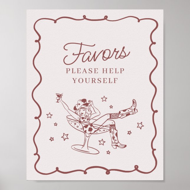 Burgund Cocktails und Cowgirls Rodeo Favoriten Zei Poster (Vorne)