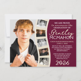 Burgund & Cream Foto Filmstrip Grad Ankündigung