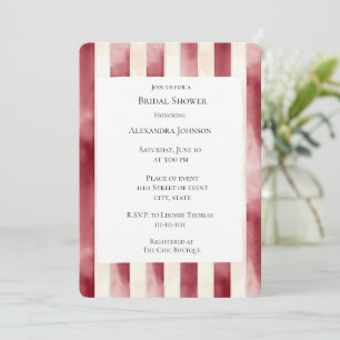 Burgund Cream Stripes Brautparty Einladung